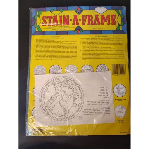 Vintage NOS Stain a Frame Eagle Hawk Plastic, 11" Diameter Suncatcher Kitsch - Picture 2 of 3